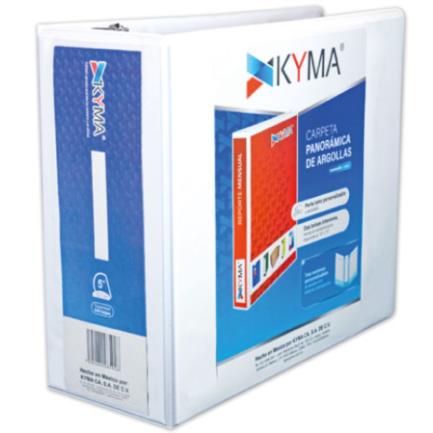[CPKCBHD-500-BCA] Carpeta Panorámica Kyma de Vinil Tamaño Carta 5" Aro en "D" Blanca