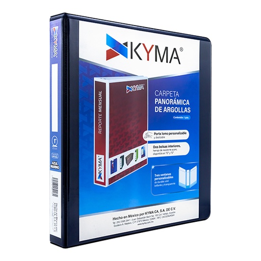 [CPKCBHO-100-AZM] Carpeta KYMA panoramica de vinil 1 pulgada arillo en O azul marino 1 pieza