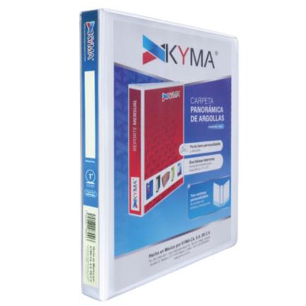 [CPKCBHO-100-BCO] Carpeta Panorámica Kyma de Vinil Tamaño Carta 1" Aro en "O" Blanca