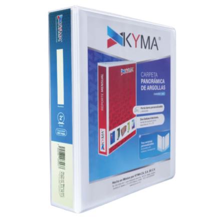 [CPKCBHO-200-BCO] Carpeta Panorámica Kyma de Vinil Tamaño Carta 2" Aro en "O" Blanca