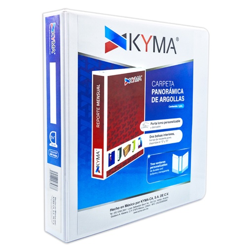 [ETPAPE0000103] Carpeta KYMA panoramica de vinil 1.5 pulgada arrillo en D blanca 1 pieza