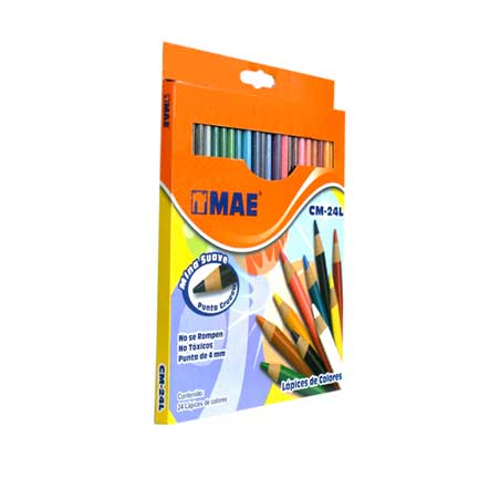 [CM-24L] COLORES LARGOS MAE CAJA C/24 PIEZAS 4MM