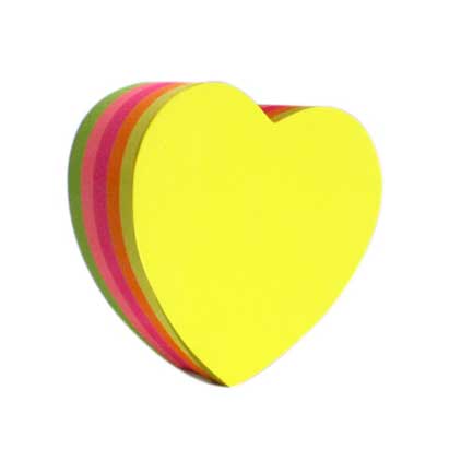 [21356] NOTAS ADHESIVAS MAE FIG CORAZON NEON 64X67MM 5 COLORES 250H