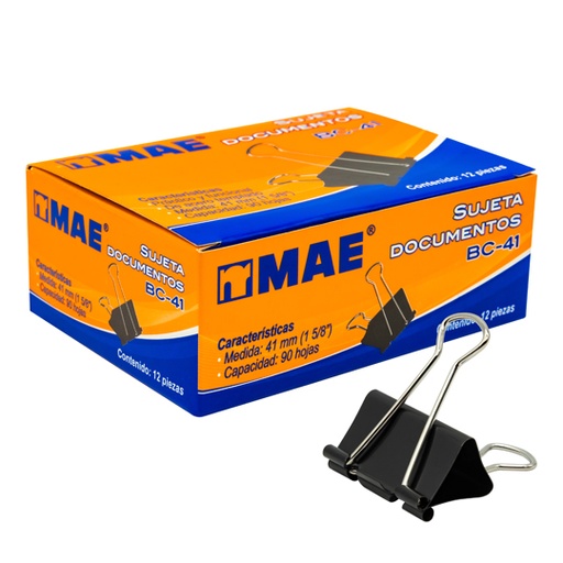 [BC-41] Sujetadocumentos mae de 41 mm 12 piezas.