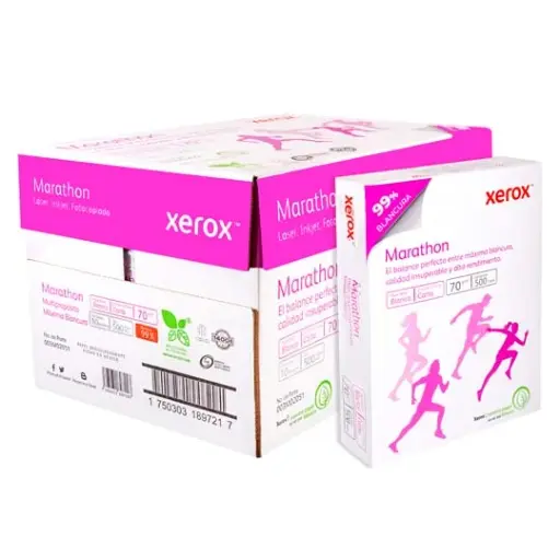 [ETPAPE0000310] CAJA DE PAPEL BOND CARTA MARATHON XEROX 3M02051M  99% BLANCURA  10 PAQUETES CON 500 HOJAS C/U              