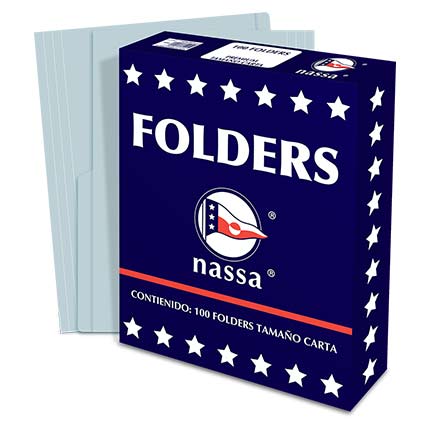 [PA1001] FOLDER NASSA PREMIUM CARTA AZUL C/100 PIEZAS