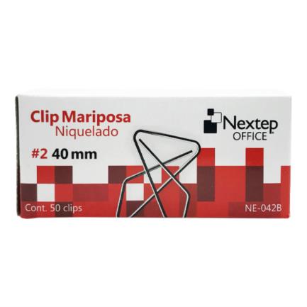 [NE-042B] Clip Nextep Mariposa Niquelado #2 40mm 50 Clips