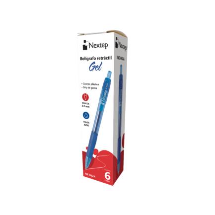 [NE-062A] Boligrafo Nextep Gel Retractil Mediano 0.7mm Azul c/6