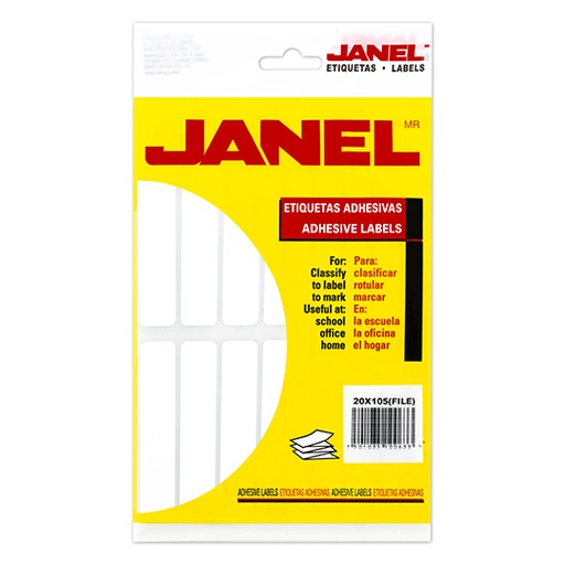 [1002010100] Etiqueta blanca JANEL clasica no. 20 con280 etiquetas de 20x105mm