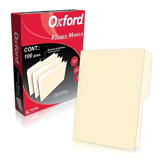 [ETPAPE0002877] Folder manila Oxford carta color crema ceja 1/2 caja con 100 pzas