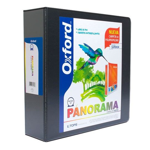 [ESS-CAR-PP03006] Carpeta panorámica Oxford carta negra herraje de 3 pulgadas "O"