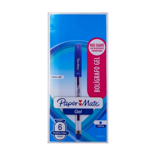 [2066230] BOLÍGRAFO PAPER MATE DE GEL,BARRIL TRANSPARENTE, PUNTO FINO 0.5 MM
