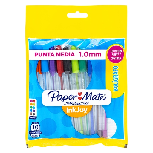 [68235] Boligrafo Paper Mate fashion punto mediano bolsa con 10 piezas