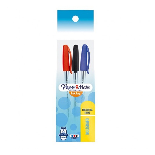 [LA8227] Bolígrafo ST kilometrico punto mediano urtido bolsa con 3 piezas colores básico