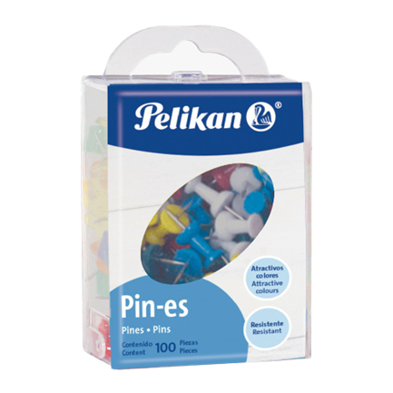 [PEL-PIN-10000] Pines Pelikan Plástico Colores Surtidos Caja C/100
