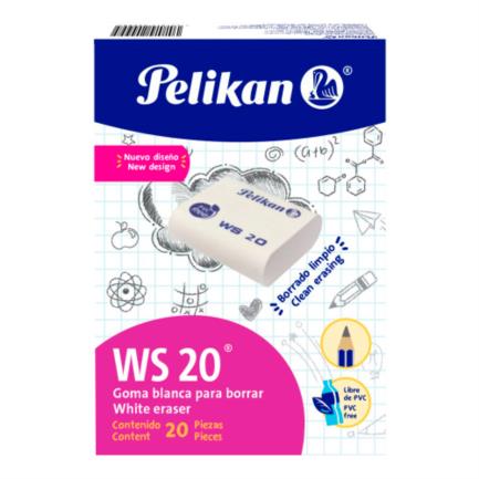 [WS-20] Borrador Pelikan WS-20 Lápiz Blanco C/20 Pzas
