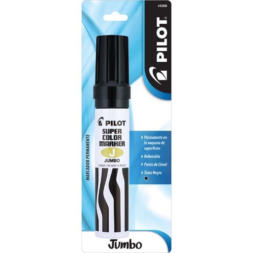[PIIL-MAR-43000] Marcador Permanente Jumbo Pilot Punta Cincel Hasta 12.5 mm Negro Blister 1 Piezas
