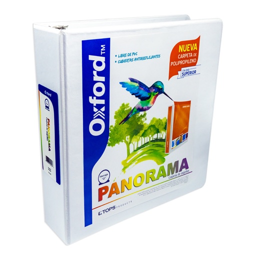 [ETPAPE0000047] Carpeta panorámica Oxford carta blanca herraje de 2 pulgadas "O"