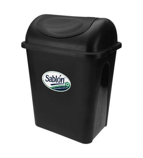 [306.8095NE] Cesto mediano balancin con tapa Sablon color negro