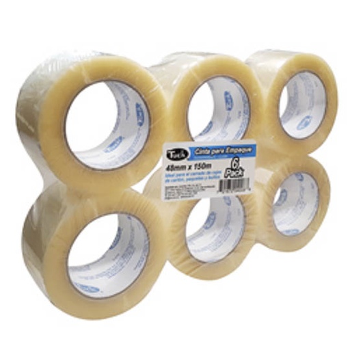 [257822] Cinta 278 de empaque TUK 48mm x 150m, transparente, con 6 piezas
