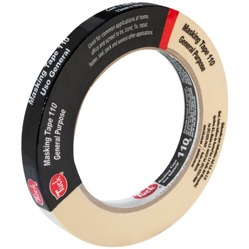 [110 12X50 TUK] másking tape tipo 110 TUK 12mm x 50m , color crema, 1 pza