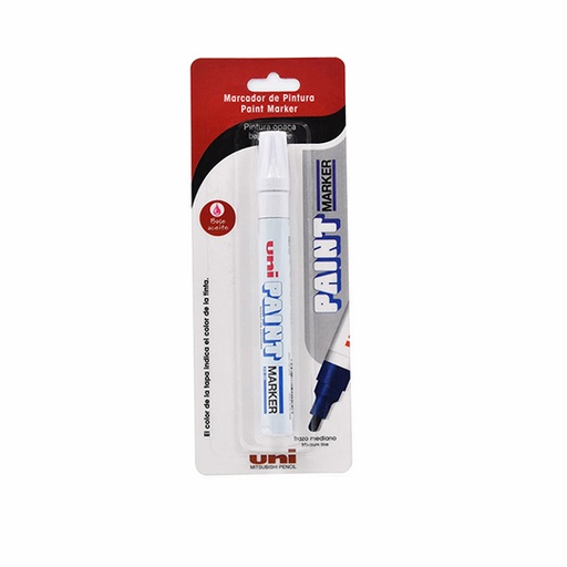 [ETPAPE0000874] Marcador permanente UniPaint punta bala color blanco blíster