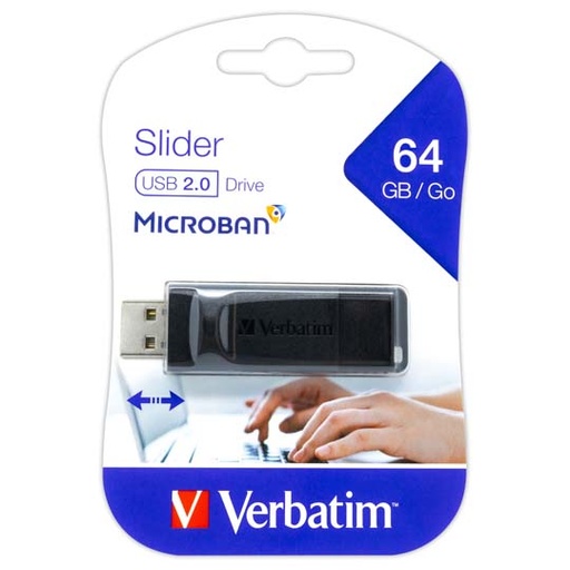 [ETTECN0000022] Memoria Verbatim USB 64GB slider black.