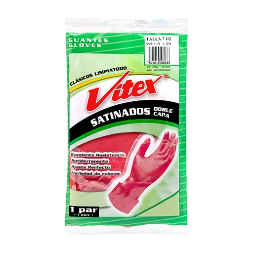 [ETJAFE0000569] Guantes de latex antiderrapantes N. 7.5 Vitex color rojo