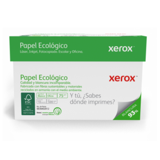 [ETPAPE0000950] CAJA DE 5000 HOJAS DE PAPEL CARTA XEROX ECOLOGICO 75 G 93% BLANCURA 003M02010 10 PAQUETES DE 500 C/U
