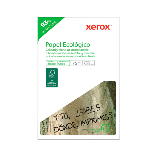 [ETPAPE0000149] PAQUETE DE 500 HOJAS DE PAPEL OFICIO XEROX ECOLOGICO 75 G 93% BLANCURA 003M02010    