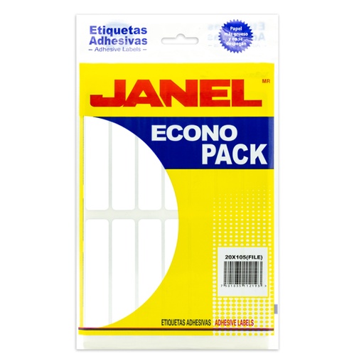 [E122010200] Etiqueta blanca JANEL econopack no.20 con 280 etiquetas de 20x168mm