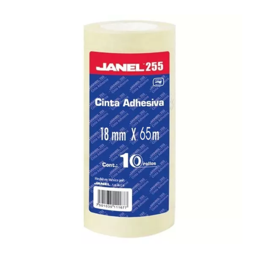 [JAN-ADS-25518X6] Janel Mod. 255 Cinta Adhesiva 18 mm X 65 m Transparente Paquete 10 Pzas [JAN-ADS-25518X6]