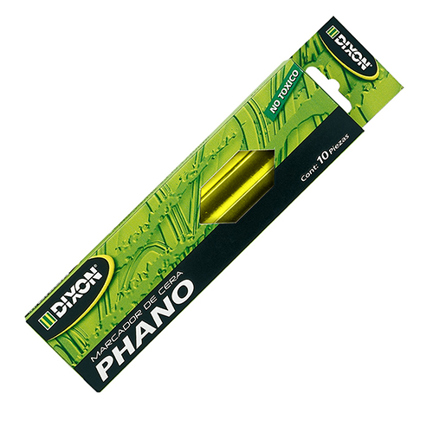 [2079] Marcador de Cera Dixon Phano Amarillo Caja c/10 piezas