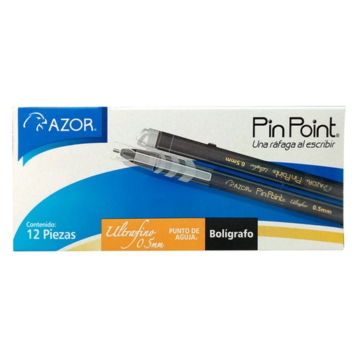 [6840NE] Bolígrafo ultra fino Pin Point 0.5 mm color negro caja con 12 pzas