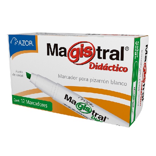 [8350VE] Marcador Magistral Didáctico punta cincel 6 mm color verde caja con 12 piezas