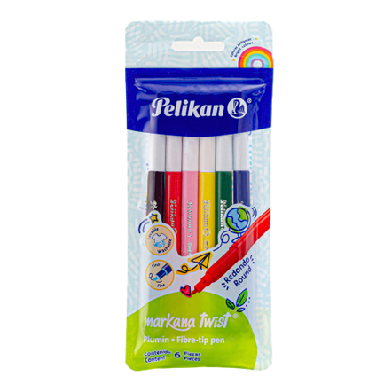 [30310600] Marcador Pelikan Markana Twist Colores Surtidos Bolsa C/6 Pzas