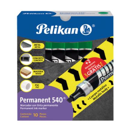[30260007] Marcador Pelikan Permanente 540 Color Verde C/10 Pzas