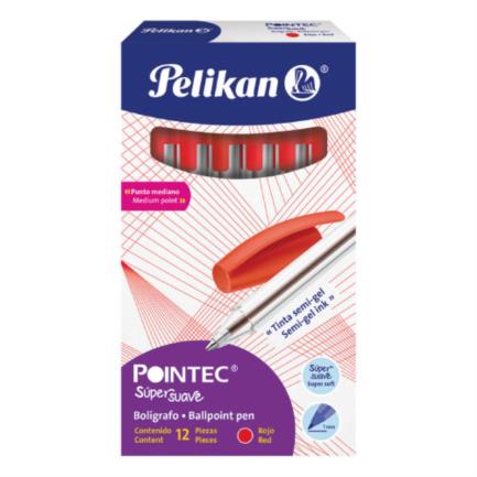 [962720] Bolígrafo Pelikan Pointec Punto Mediano 0.7mm Color Rojo C/12 Pzas