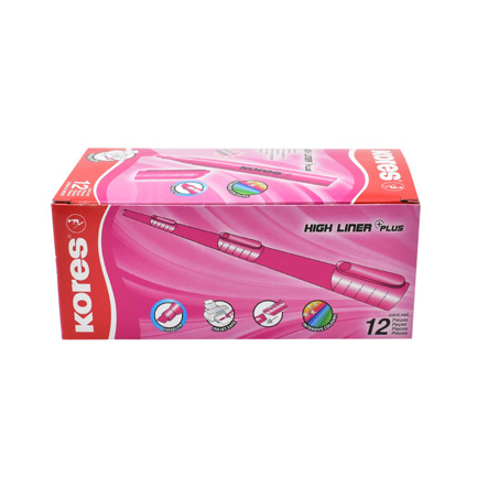 [360021] RESALTADOR KORES K-MARKER XH12 ROSA C/12