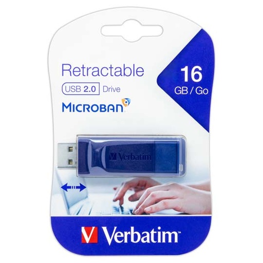[ETTECN0000298] Memoria Verbatim USB 16GB retráctil azul.