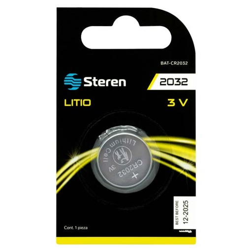 [STE-PIL-2032] Pila de litio tipo botón STEREN Cr2032 blíster de 1 pieza