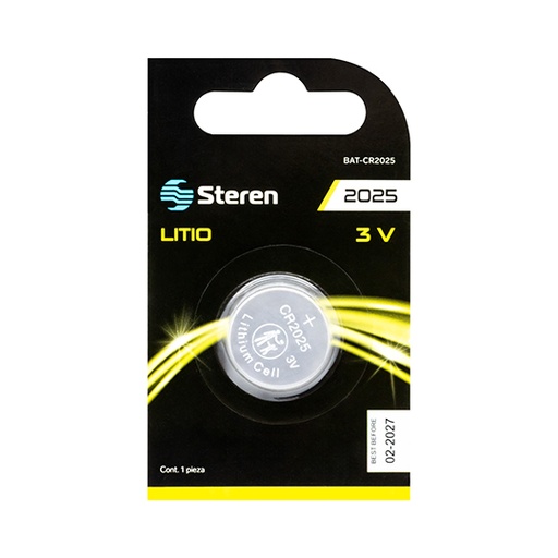 [ETJAFE0000703] Pila de Litio cr2025 Boton STEREN Blister De 1 Pieza