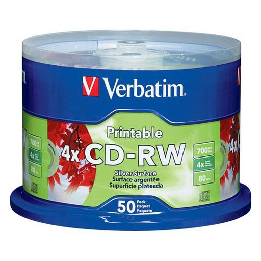 [ETTECN0000326] Disco Verbatim CD-RW 4x 700MB 80min 12x torre con 50 pzas
