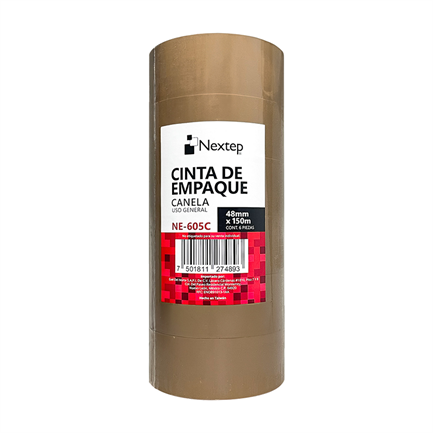 [NE-605C] Cinta Empaque Canela Nextep Uso General 48mm x 150mts c/6