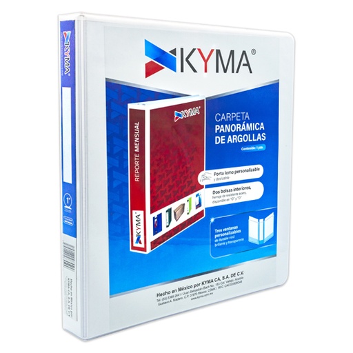 [KYM-CAR-100BCO] Carpeta KYMA panoramica de vinil 1 pulgada arrillo en O blanca 1 pieza