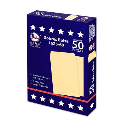 [IA0291] SOBRE BOLSA NASSA ESQUELA ANTE 8PQTES C/50 16.5X25