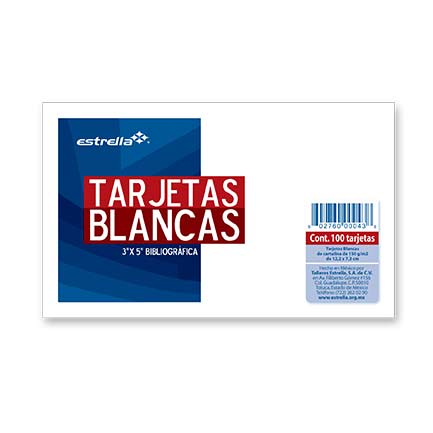 [43] TARJETA ESTRELLA BIBLIOGRAFICA 3X5 BLANCA C/100