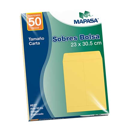 [IA0195] SOBRE BOLSA MAPASA CARTA ANTE SOLAPA ENGOMADA 60KG 10 BOLSAS C/50 23.0x30.5 cm