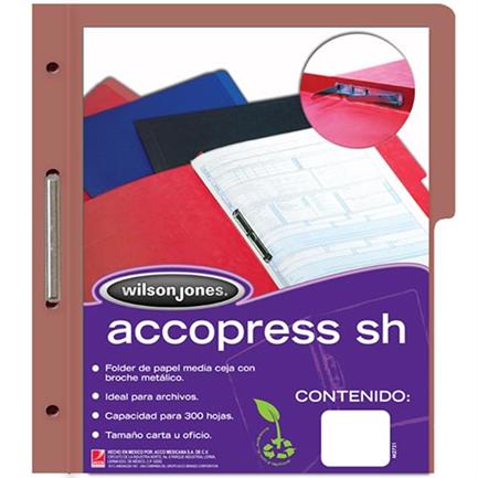 [P4555] Carpeta Acco Press MC Papel Carta Color Caoba C/10 Pzas