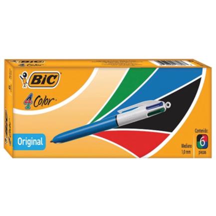 [511146] Bolígrafo BIC 4 Colores Punto Mediano 1.0mm C/6 Pzas